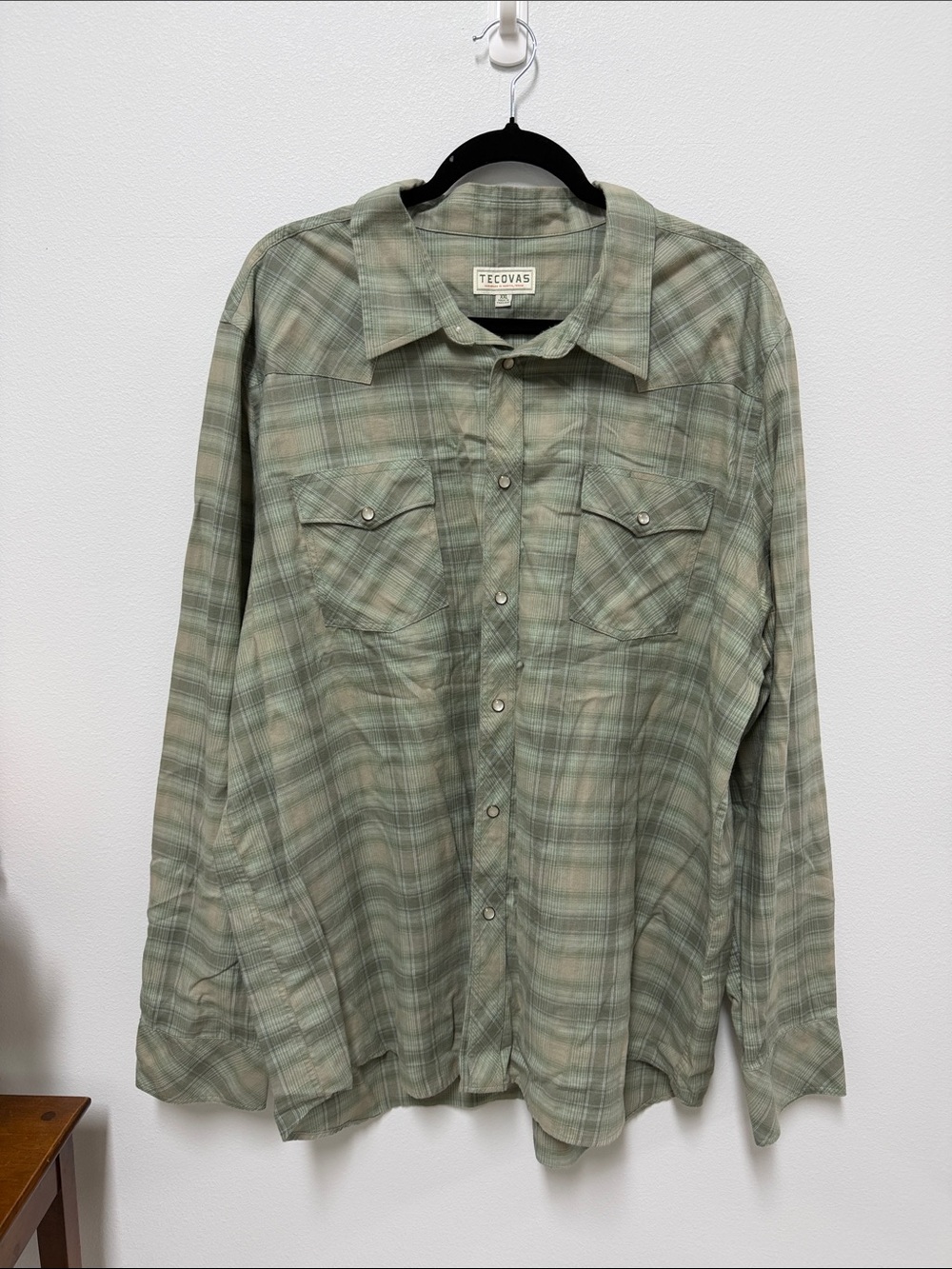 Tecovas Men's Sage Green Plaid Western Button-Down Shirt